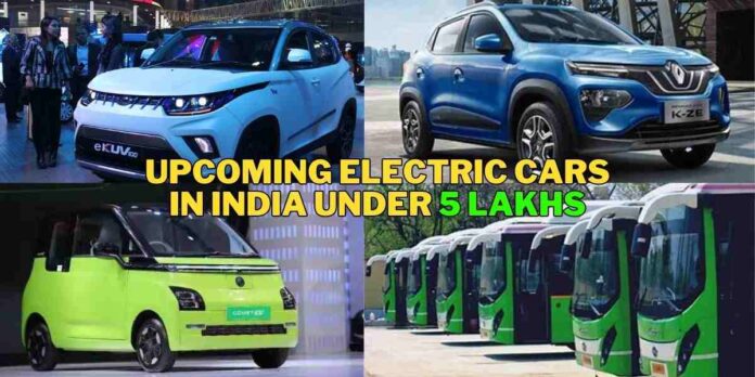 Upcoming Electric Cars in India under 5 lakhs